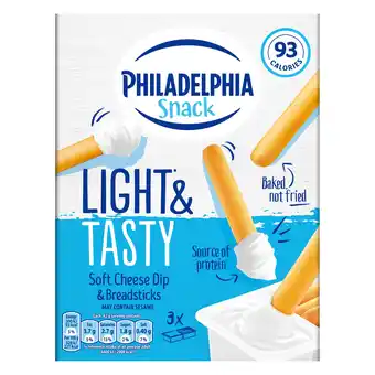 Iceland Philadelphia Snack Soft Cheese Dip & Breadsticks 3 x 42g (126g) offer