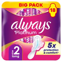 Morrisons Always Platinum Sanitary Towels Size 2 Long Winged 18 pack offer