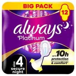 Morrisons Always Platinum Size 4 Sanitary Secure Night offer
