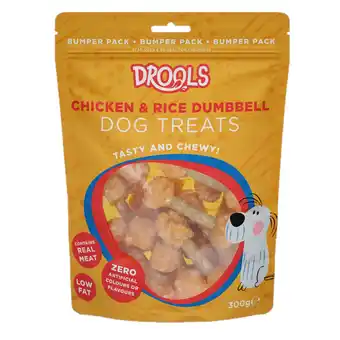 Iceland Drools Chicken & Rice Dumbbell Dog Treats 300g offer