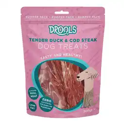 Iceland Drools Tender Duck & Cod Steak Dog Treats 300g offer