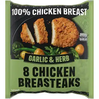 Iceland Iceland 8 Garlic and Herb Chicken Breasteaks 680g offer