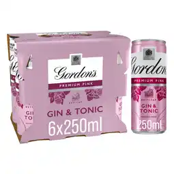 Asda Gordon's Premium Pink Gin & Tonic Ready To Drink 5% vol 6x250ml Cans offer