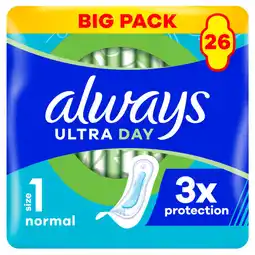 Asda Always Ultra Day Sanitary Towels Normal (Size 1) 26 Pads offer