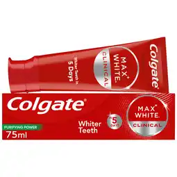 Sainsbury's Colgate Max White Clinical Purifying Power Teeth Whitening Toothpaste 75ml offer