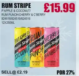 Bestway RUM STRIPE P'apple & coconut/ rum punch/cherry & c'berry offer