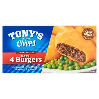 Iceland Tony's Chippy 4 Beef Burgers 340g offer