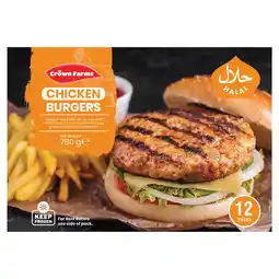 Iceland Crown Farms 12 Chicken Burgers 780g offer