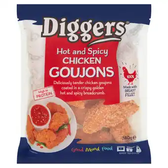 Iceland Diggers Hot and Spicy Chicken Goujons 360g offer