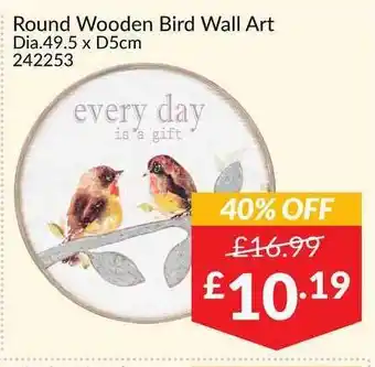 The Range Round Wooden Bird Wall Art offer