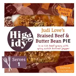 Sainsbury's Higgidy Judi Love's Braised Beef & Butter Bean Pie 200g offer