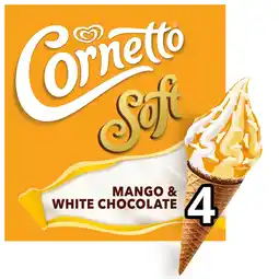 Iceland Cornetto Soft Ice Cream Cones Mango & White Chocolate 4x 140 ml offer