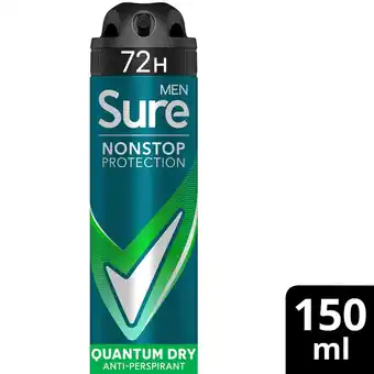 Morrisons Sure For Men Quantum Dry Anti Perspirant Nonstop Deodorant offer