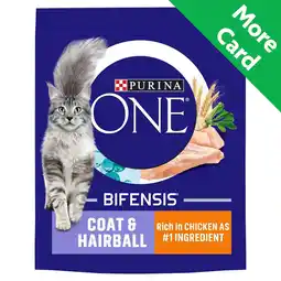 Morrisons Purina ONE Adult Dry Cat Food Coat & Hairball, Rich in Chicken 750g offer