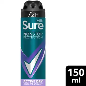 Morrisons Sure For Men Active Dry Anti Perspirant Nonstop Deodorant offer