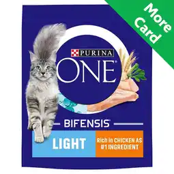 Morrisons Purina ONE Light Dry Cat Food Rich in Chicken 750g offer