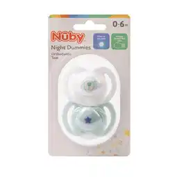 Morrisons Nuby Mixed Colour Night Soothers 0-6 Month offer