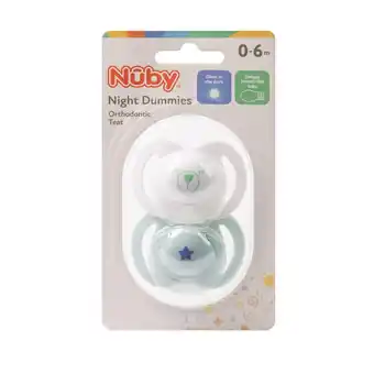 Morrisons Nuby Mixed Colour Night Soothers 0-6 Month offer