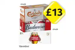 Londis Carlsberg Export, Budweiser, Stella Artois offer