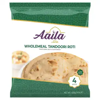 Iceland Aaila 4 Wholemeal Tandoori Roti 400g offer