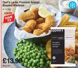 Makro Chef's Larder Premium Scampi Breaded Wholetail offer