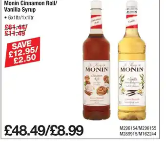 Makro Monin Cinnamon Roll/ Vanilla Syrup offer