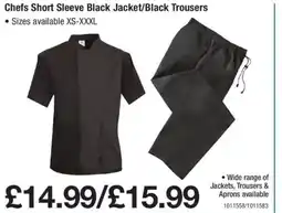 Makro Chefs Short Sleeve Black Jacket/Black Trousers offer