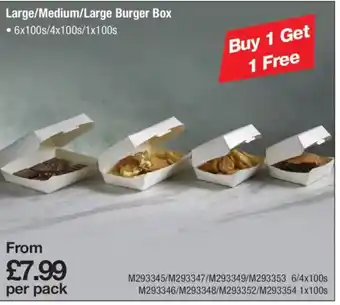 Makro Large/Medium/Large Burger Box offer