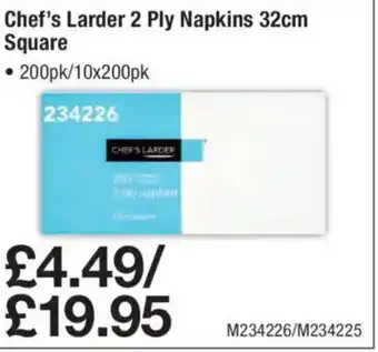 Makro Chef's Larder 2 Ply Napkins 32cm Square offer