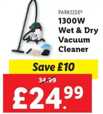 Lidl PARKSIDEⓇ 1300W Wet & Dry Vacuum Cleaner offer