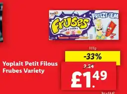 Lidl Yoplait Petit Filous Frubes Variety offer