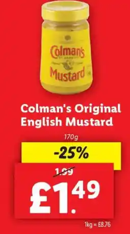 Lidl Colman's Original English Mustard offer