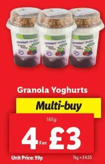 Lidl Granola Yoghurts offer