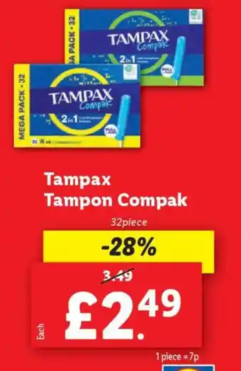 Lidl Tampax Tampon Compak offer