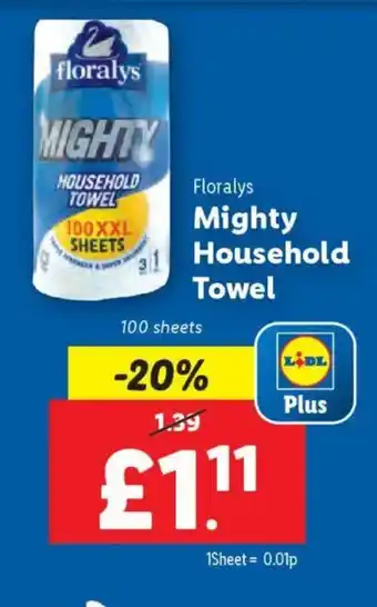 Lidl Floralys Mighty Household Towel offer