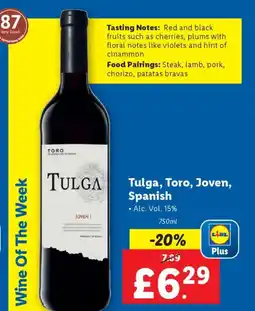 Lidl Tulga, Toro, Joven, Spanish offer