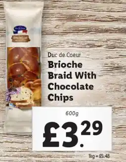 Lidl Duc de Coeur Brioche Braid With Chocolate Chips offer