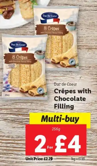 Lidl Duc de Coeur Crêpes with Chocolate Filling offer