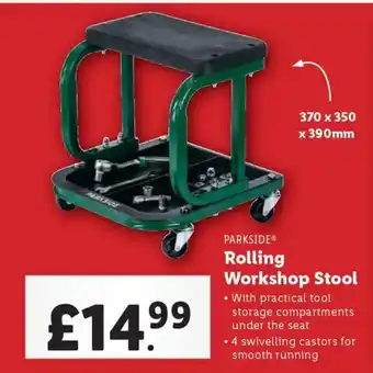 Lidl PARKSIDE Rolling Workshop Stool offer