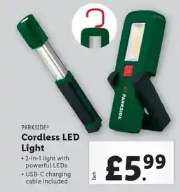 Lidl PARKSIDEⓇ Cordless LED Light offer