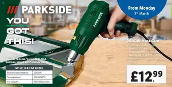 Lidl PARKSIDE 2000W Heat Gun offer