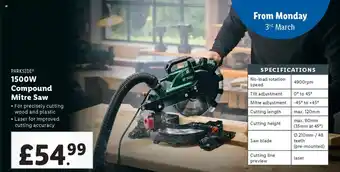 Lidl PARKSIDE® 1500W Compound Mitre Saw offer