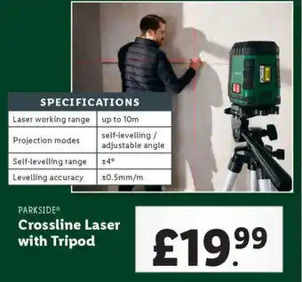 Lidl PARKSIDE Crossline Laser with Tripod offer