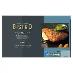 Asda Bistro by ASDA 2 Beer Battered Haddock & Mushy Peas 480g offer