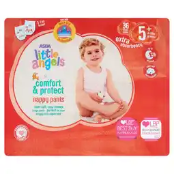 Asda ASDA Little Angels Comfort & Protect 5+ 36 Nappy Pants offer