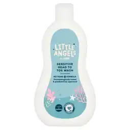 Asda LITTLE ANGELS by ASDA Sensitive Head to Toe Wash Unscented 500ml offer