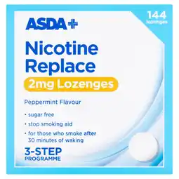 Asda ASDA Nicotine Replace 2mg Lozenges Peppermint Flavour 144 Lozenges offer