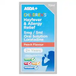 Asda ASDA Children's Hayfever & Allergy Relief Peach Flavour 2+ Years offer