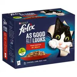 Asda Felix As Good As it Looks Meaty Selection in Jelly Wet Cat Food 12x85g offer