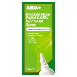 Asda ASDA Blocked Nose Relief 0.05% w/v Nasal Spray 15ml offer